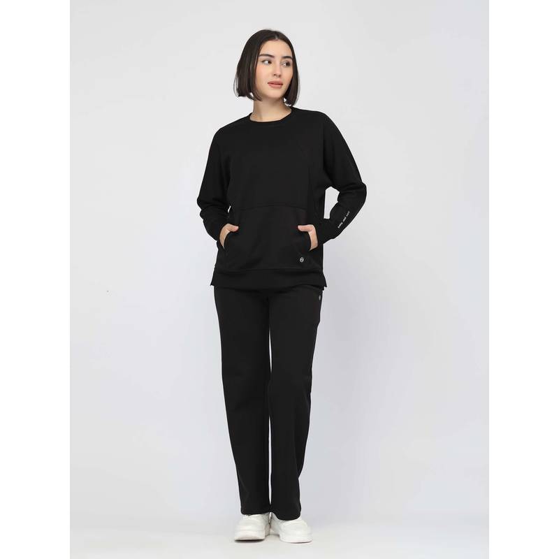 Zelena Laya Maternity Sweatshirt and Ribbed Pant - Black (S)