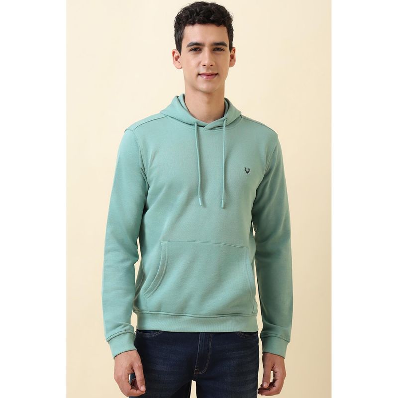 Allen Solly Men Light Blue Hooded Neck Full Sleeves Casual Hoodie (L)