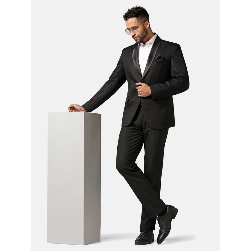 TAHVO Men Tuxedo Style Black Blazer with Pant (38)