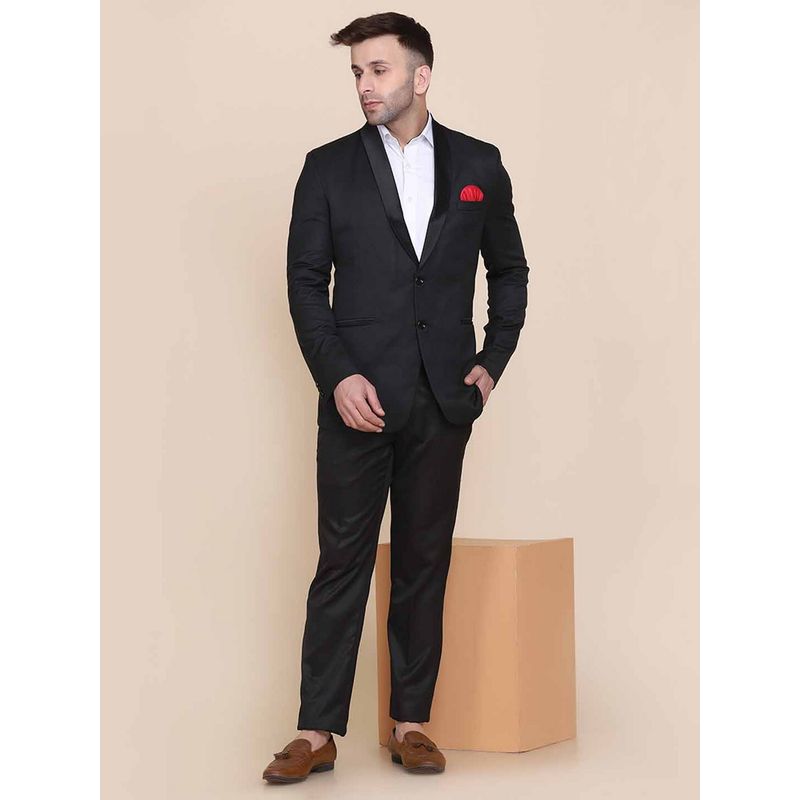 TAHVO Men Tuxedo Style Black Blazer with Pant (34)
