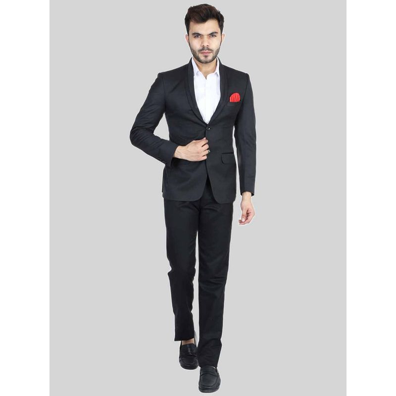 TAHVO Men Tuxedo Style Black Blazer with Pant (34)