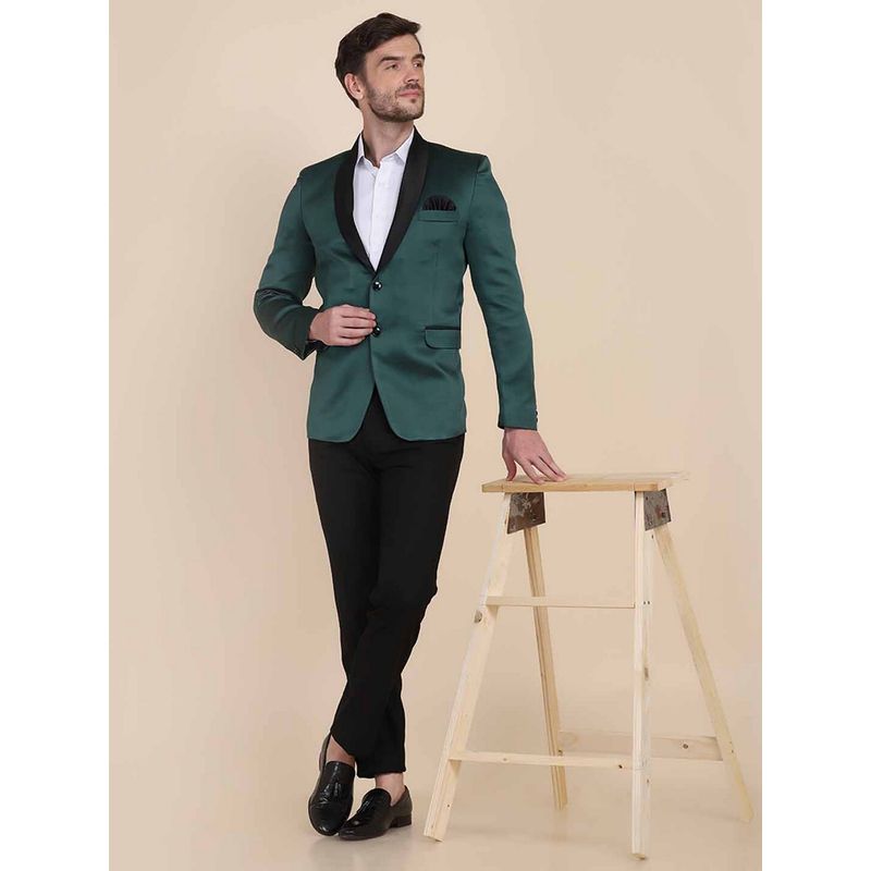 TAHVO Men Tuxedo Style Green Blazer with Pant (36)