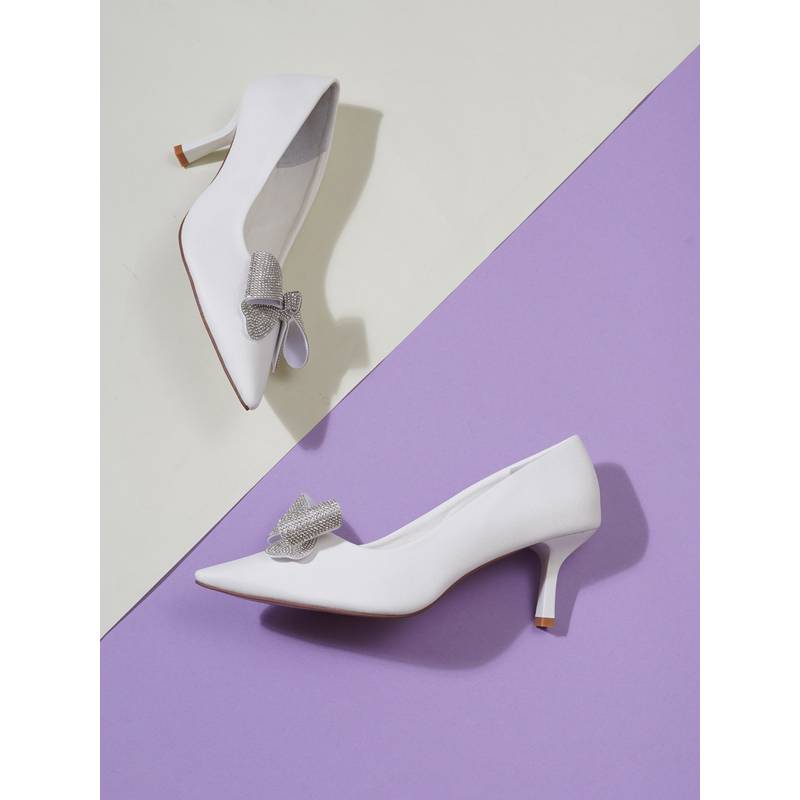 Sherrif Shoes Women White Pump Heels (EURO 33)