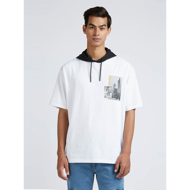 Pepe Jeans White Short Sleeve Oversized Hooded T-Shirt (XL)