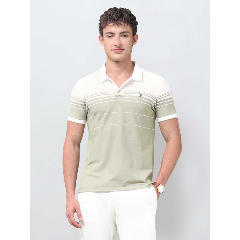 U.S. POLO ASSN. Men's Horizontal Striped Slim Fit Polo T-Shirt (L)