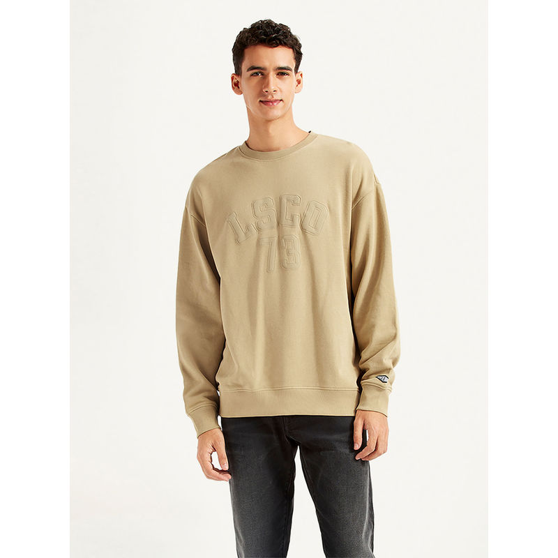 Levi's Mens Typographic Beige Crew Neck Sweatshirt (XL)