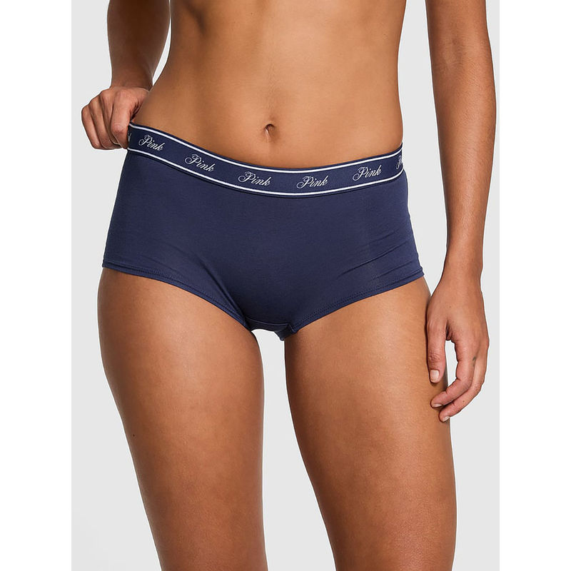 Victoria's Secret PINK Logo Cotton Boyshort Panty Blue (2XL)
