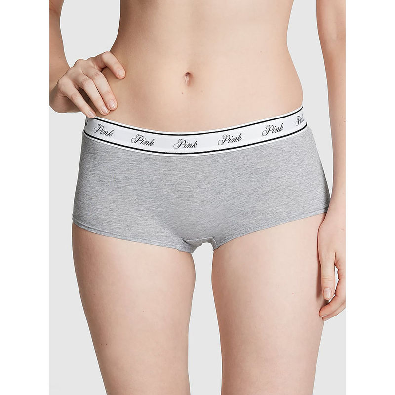 Victoria's Secret PINK Logo Cotton Boyshort Panty Grey (XL)