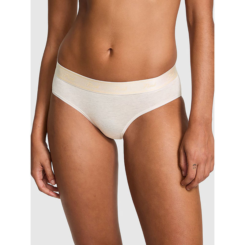 Victoria's Secret PINK Logo Cotton Hip Hugger Panty Beige (XS)