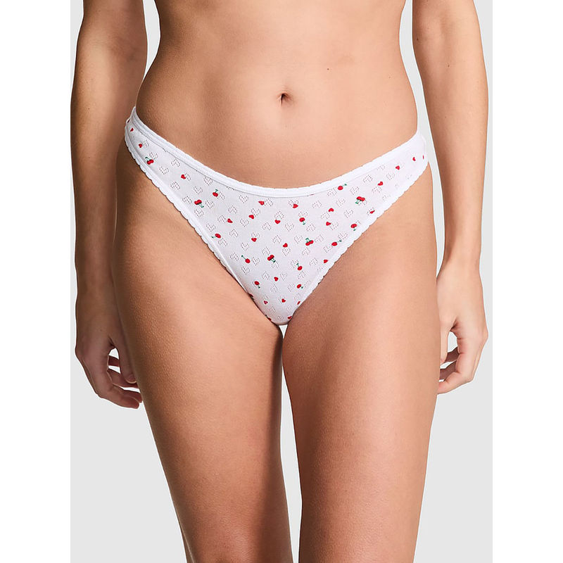 Victoria's Secret PINK Cotton Thong Panty White (XS)