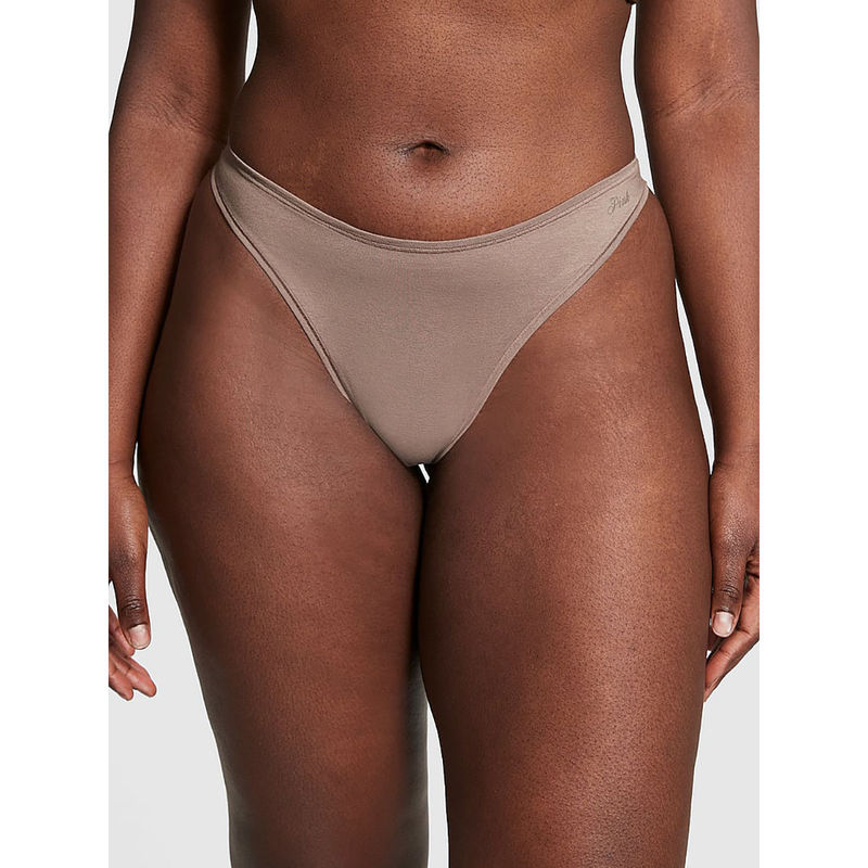 Victoria's Secret PINK Cotton High-Leg Thong Panty Brown (2XL)