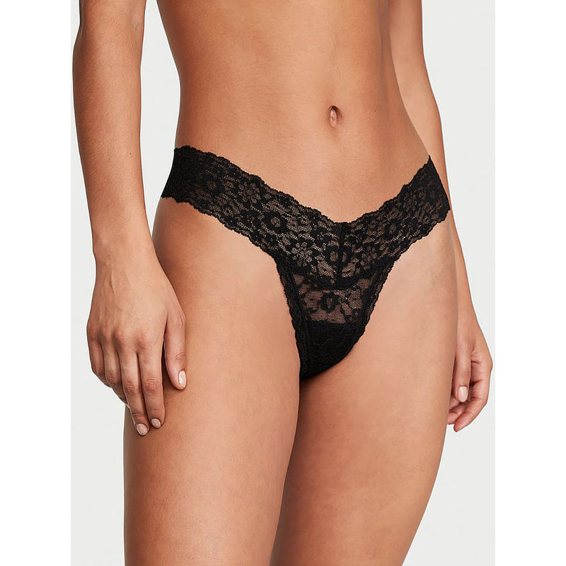 Victoria's Secret The Lacie Lace Thong Panty Black (M)
