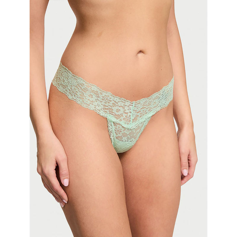 Victoria's Secret The Lacie Lace Thong Panty Green (XS)