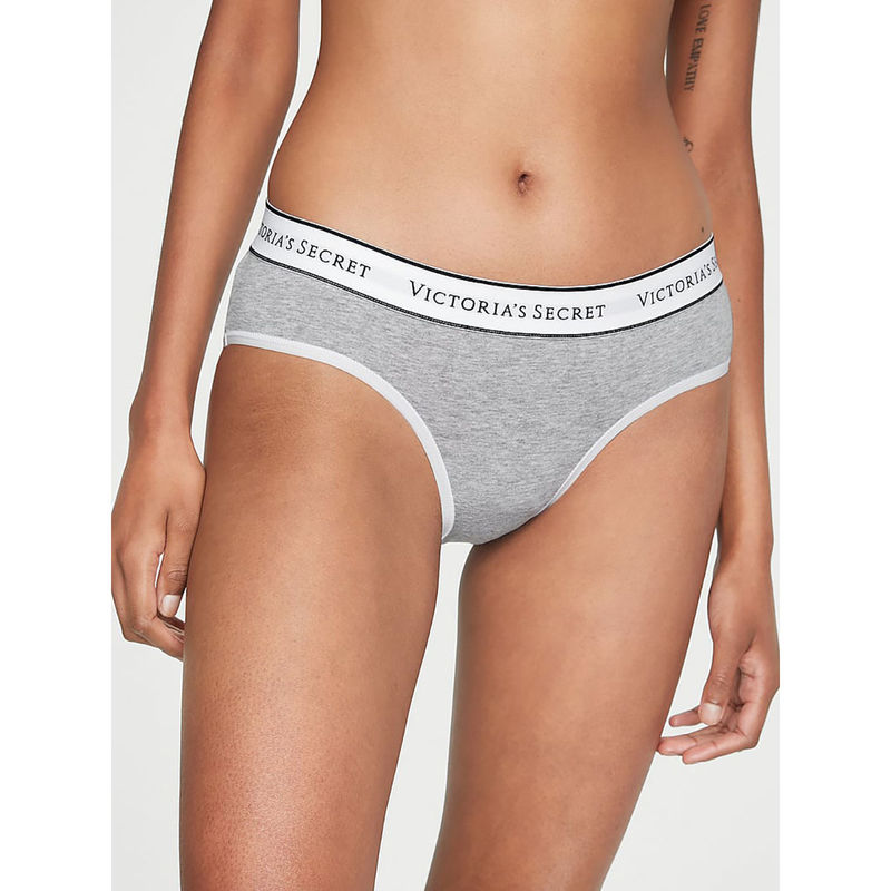 Victoria's Secret Cotton Logo Cotton Hip Hugger Panty Grey (S)