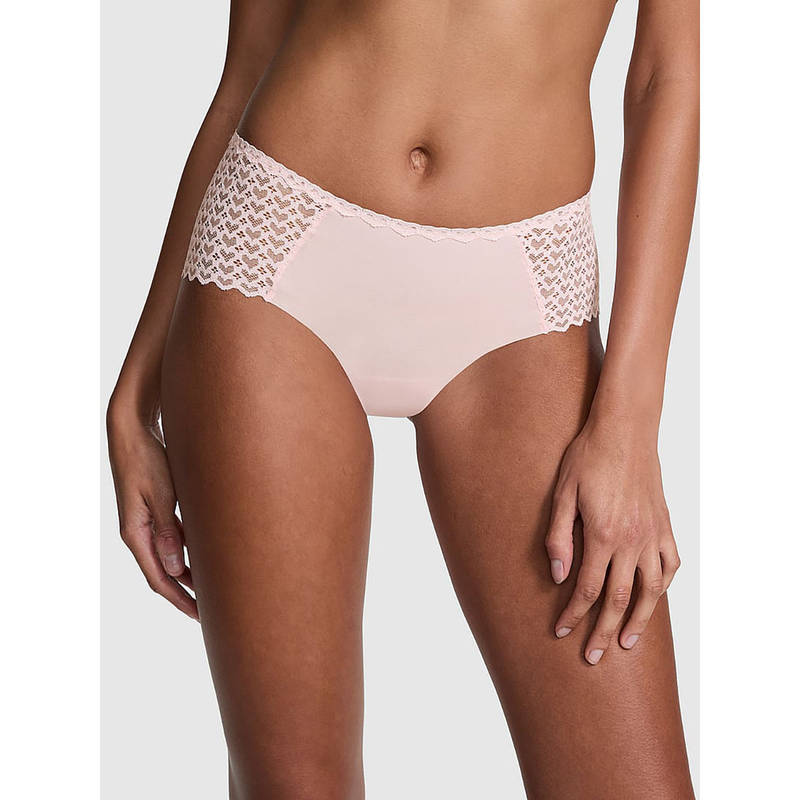 Victoria's Secret PINK No-Show Heart Lace Cheeky Panty Pink (XS)