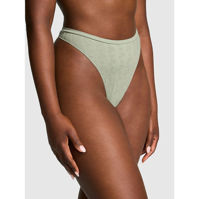 Victoria's Secret PINK Seamless High-Leg Thong Panty Green (XS)
