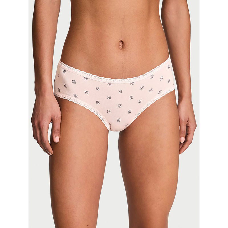 Victoria's Secret The Lacie Cotton Lace-Waist Cheeky Panty Cream (XS)