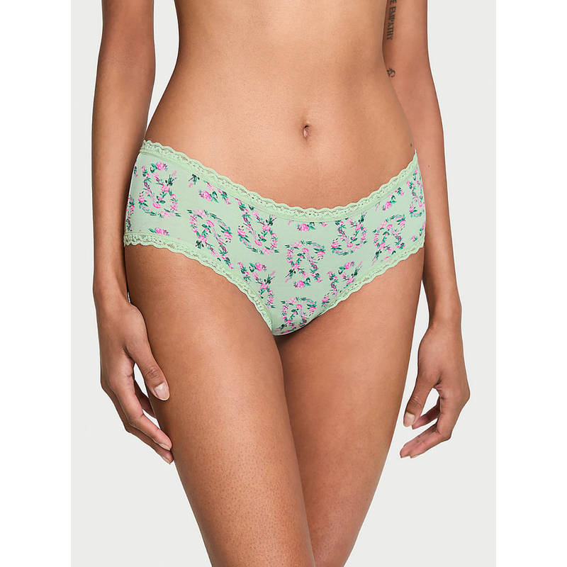 Victoria's Secret The Lacie Cotton Lace-Waist Cheeky Panty Green (XS)