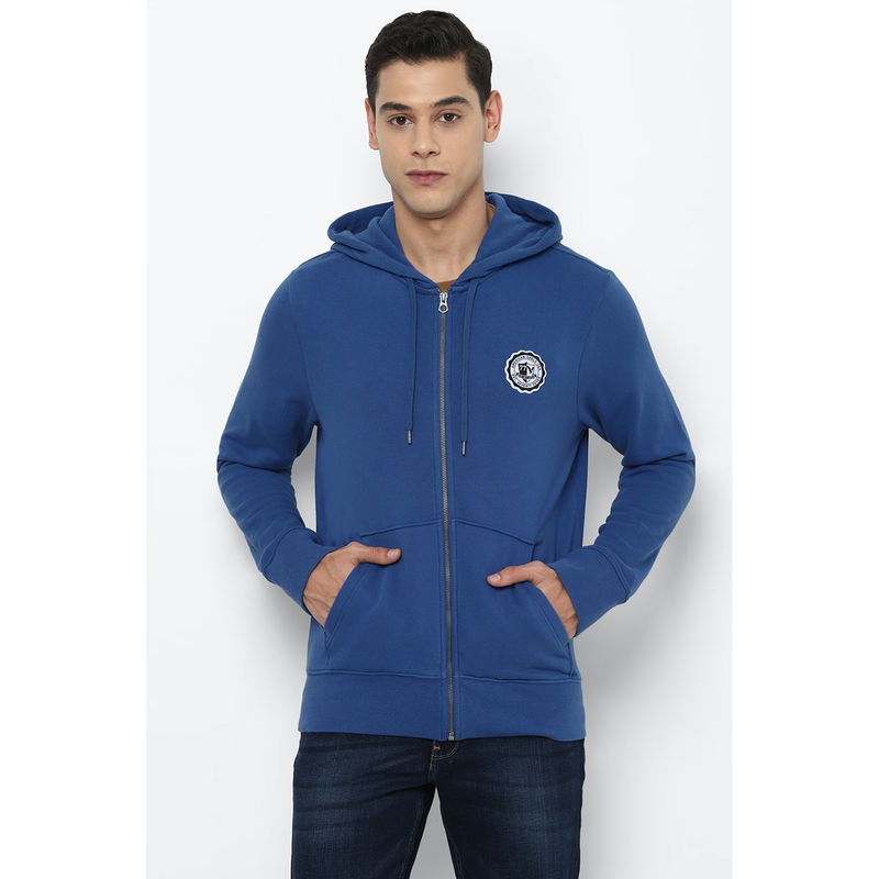 American Eagle Men Blue Fleece Graphic Zip-Up Hoodie (XS)