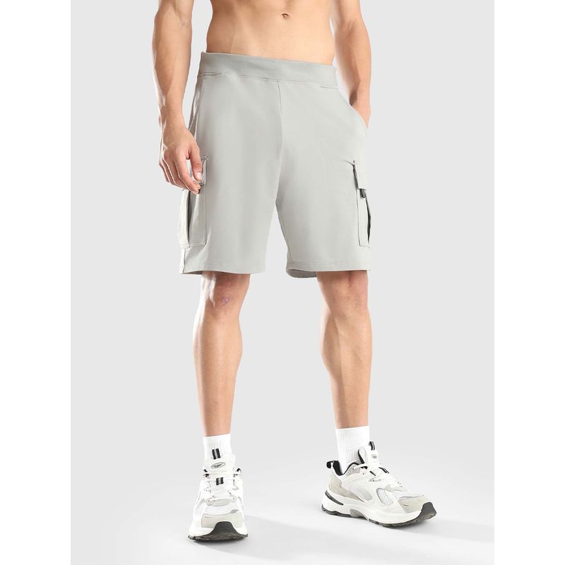 Musclemind Men Light Grey Solid Shorts (S)
