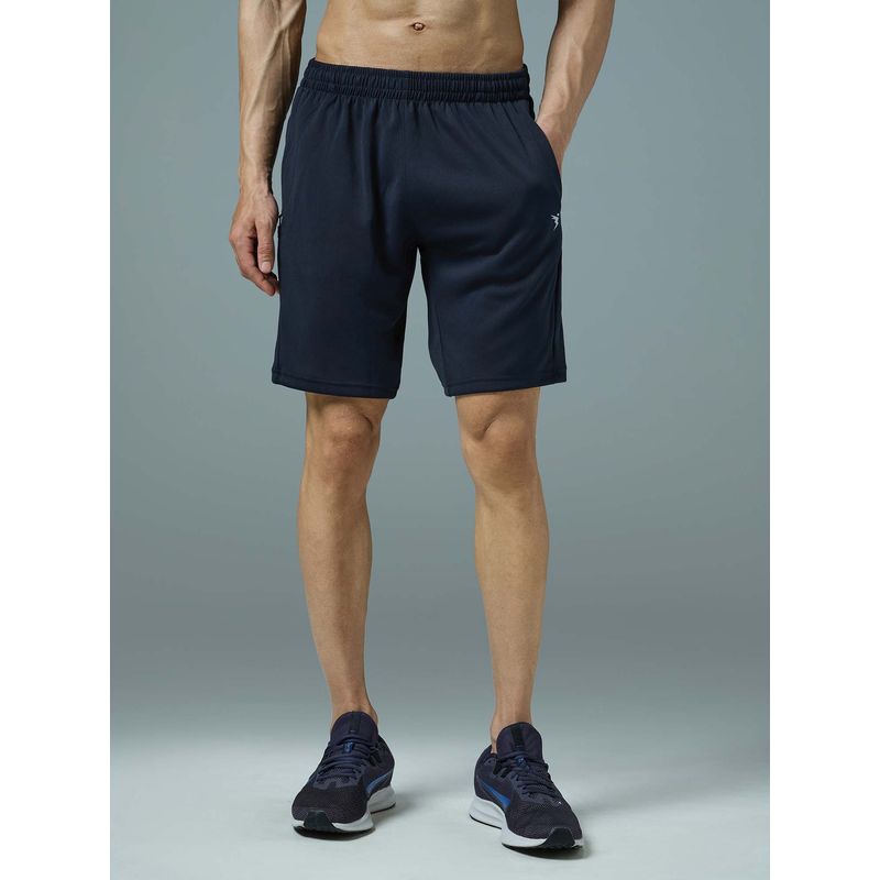 Technosport Men Navy Blue Solid Sports Shorts (XL)