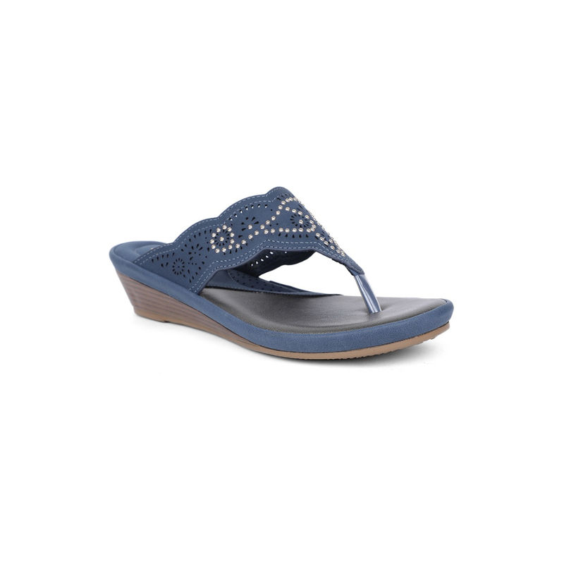 Bata Embellished Blue Wedges Buy Bata Embellished Blue Wedges Online