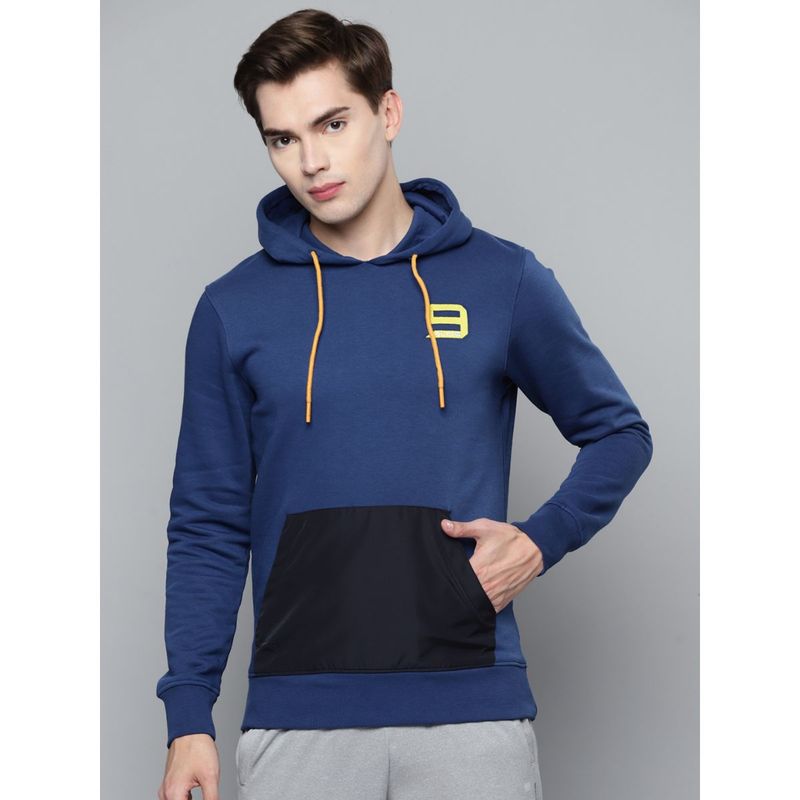 Alcis Men Blue Colour blocked Hooded Sweatshirt (L)