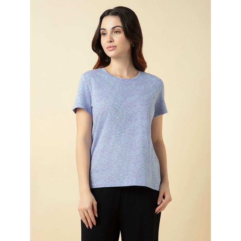 Van Heusen Woman Lingerie and Athleisure Lavender Printed Relaxed Fit Loungewear T-Shirt (XL)