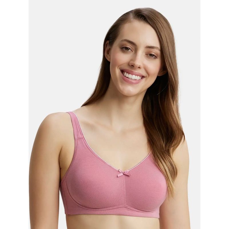 Jockey FE41 Wirefree Non Padded Cotton Elastane Full Coverage Everyday Bra - Rose (42C)