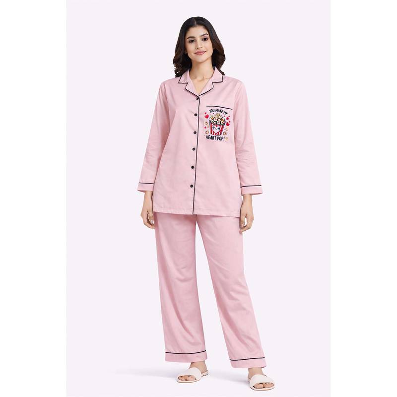 Shopbloom Extra Happy Print Long Sleeve Womens Nightsuit (XS)