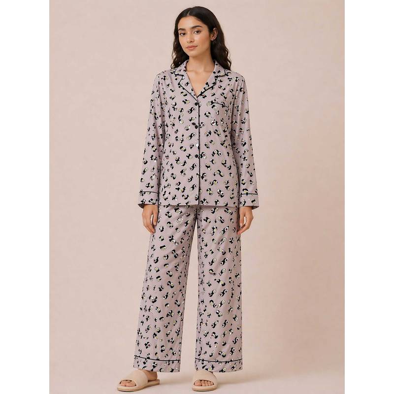 Shopbloom Sushi Delight Sleepwear Print Long Sleeve Womens Nightsuit (2XL)