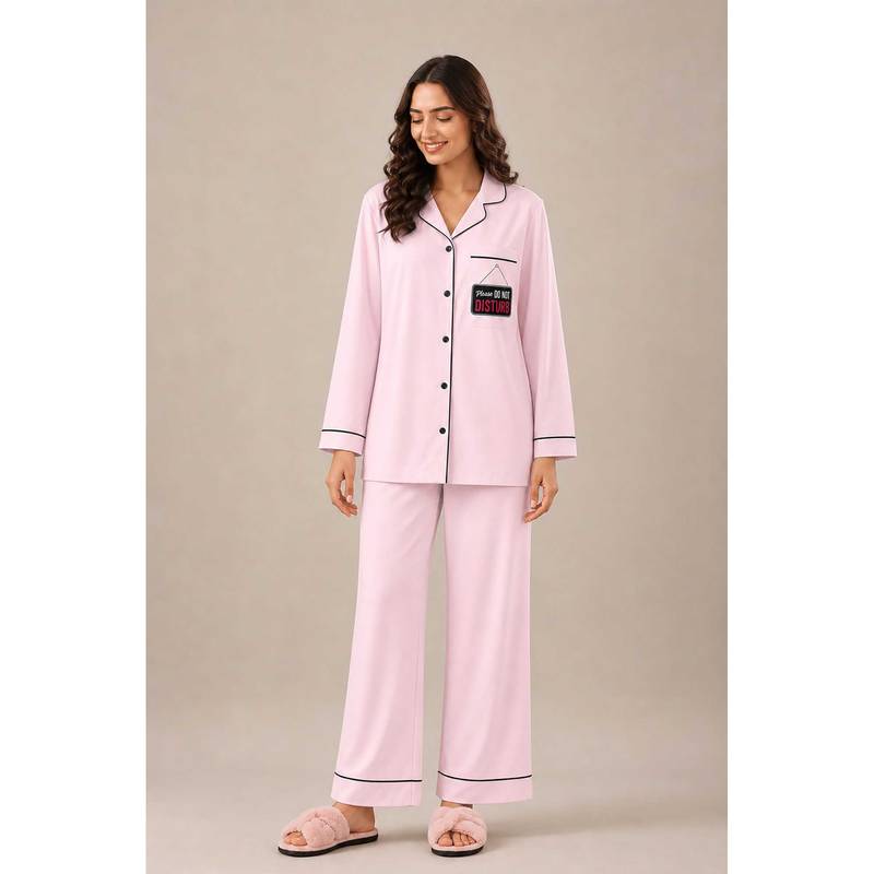 Shopbloom Do Not Disturb Long Sleeve Womens Nightsuit (XS)