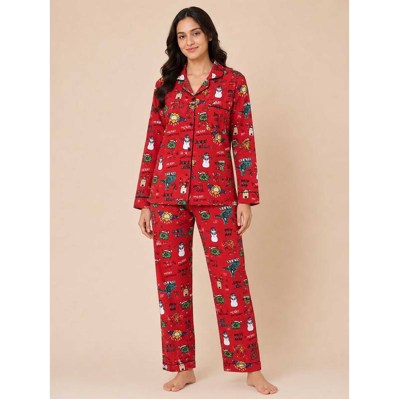 Shopbloom Jingle Chill Long Sleeve Womens Nightsuit (XS)