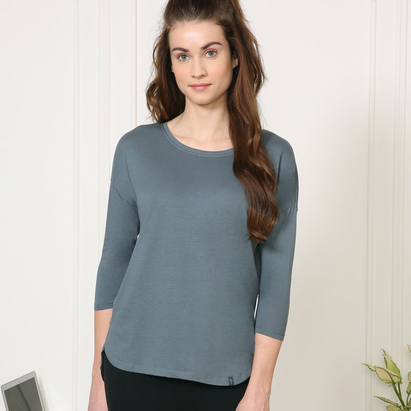 Van Heusen Women Round Neck & 3/4th Sleeve Lounge T-Shirt - Graphite (XL)