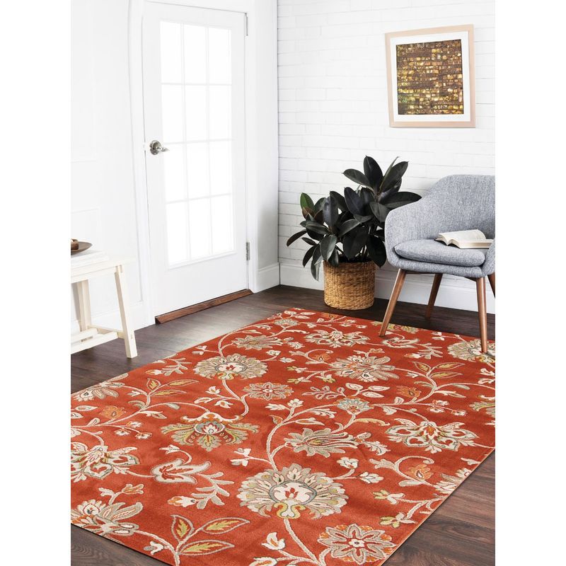 OBSESSIONS Orange Classical Polypropylene Carpet (4x6 feet)