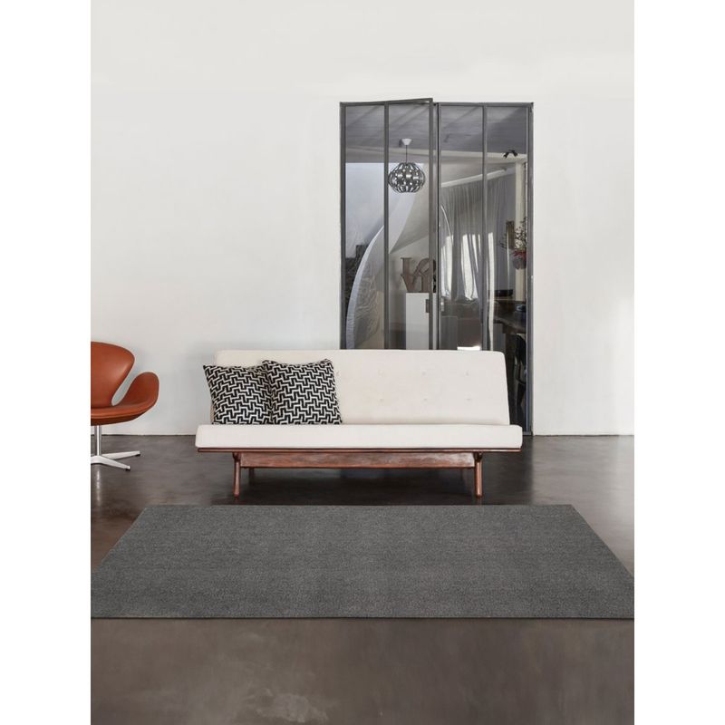OBSESSIONS D.Grey Solid Polyester Carpet (5X7 Feet)