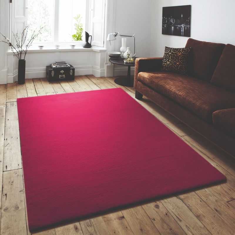 OBSESSIONS Wine Solid Polyester Carpet (5X7 Feet)
