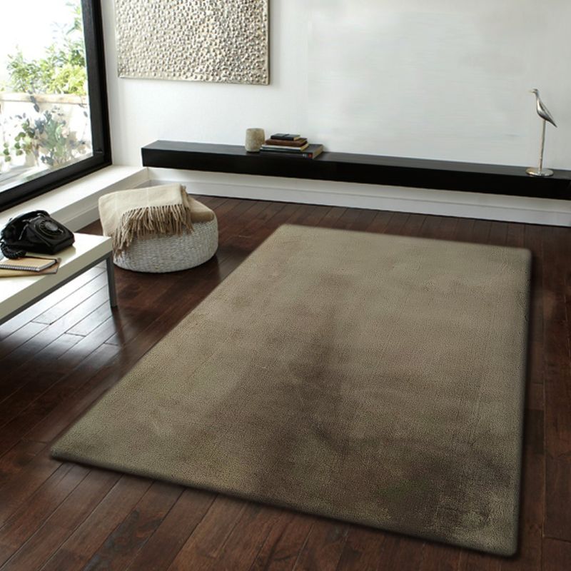 OBSESSIONS Olive Solid Polyester Carpet (5X7 Feet)
