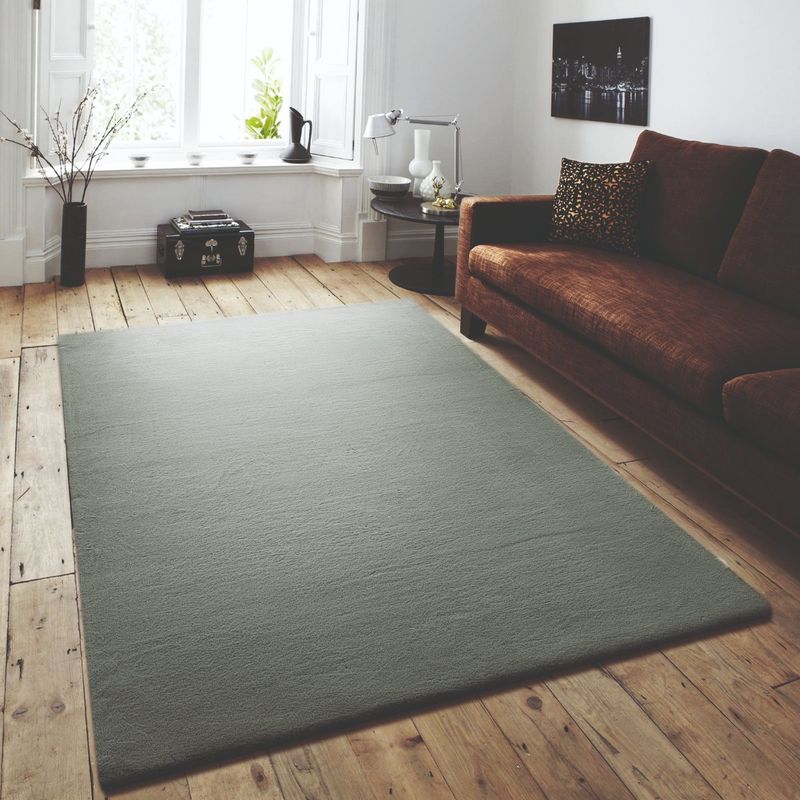 OBSESSIONS Aqua Solid Polyester Carpet (5X7 Feet)