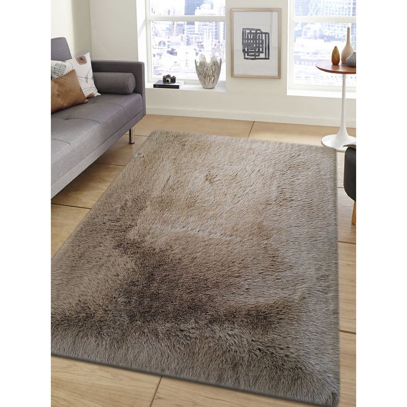 OBSESSIONS Brown Solid Polyester Carpet (4x6 feet)