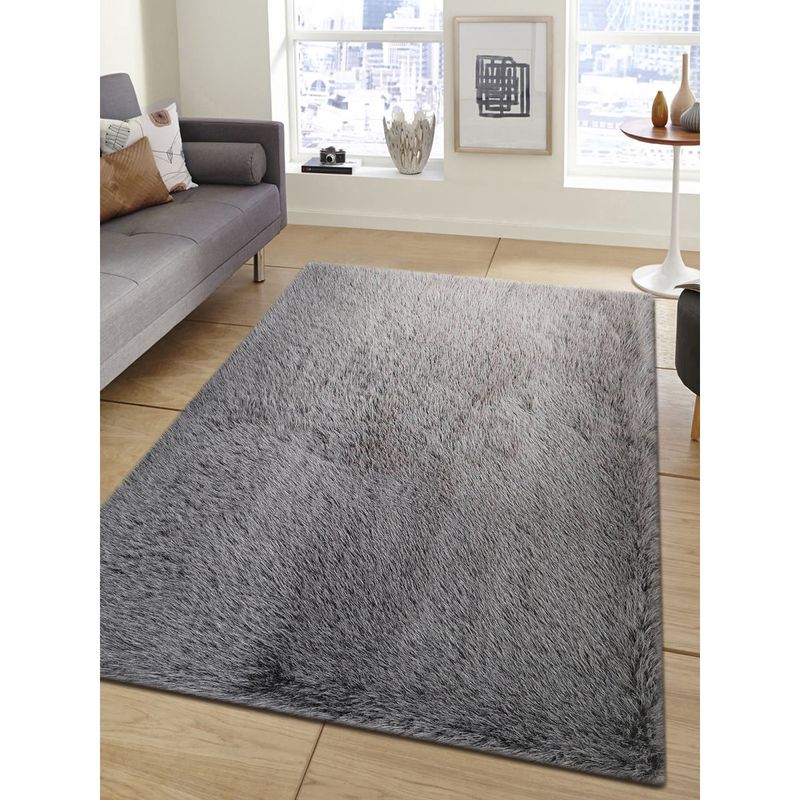 OBSESSIONS Charcoal Solid Polyester Carpet (4x6 feet)