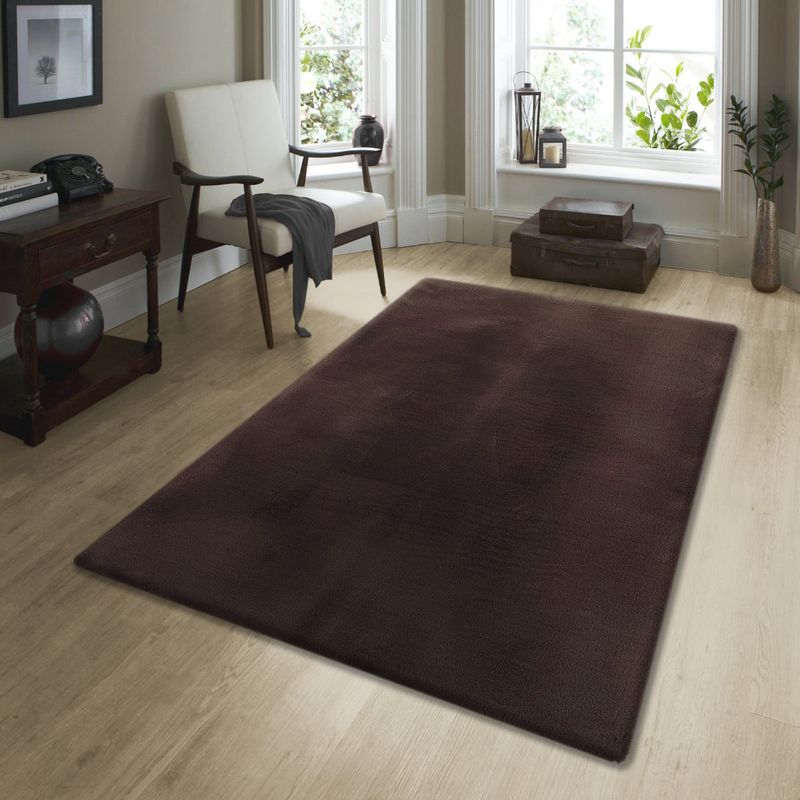 OBSESSIONS Brown Solid Polyester Carpet (4x6 feet)