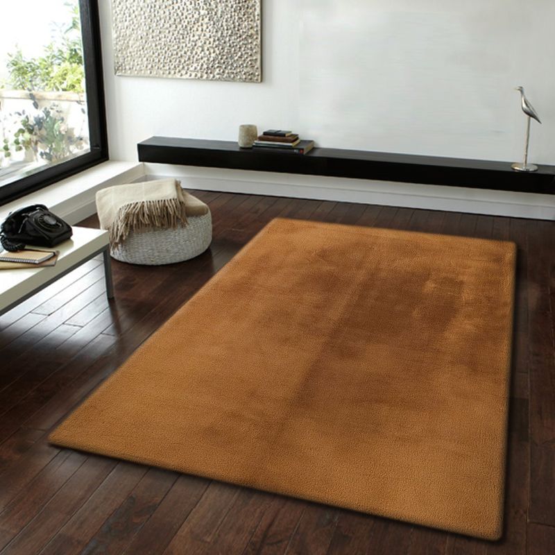 OBSESSIONS Gold Solid Polyester Carpet (6X9 Feet)