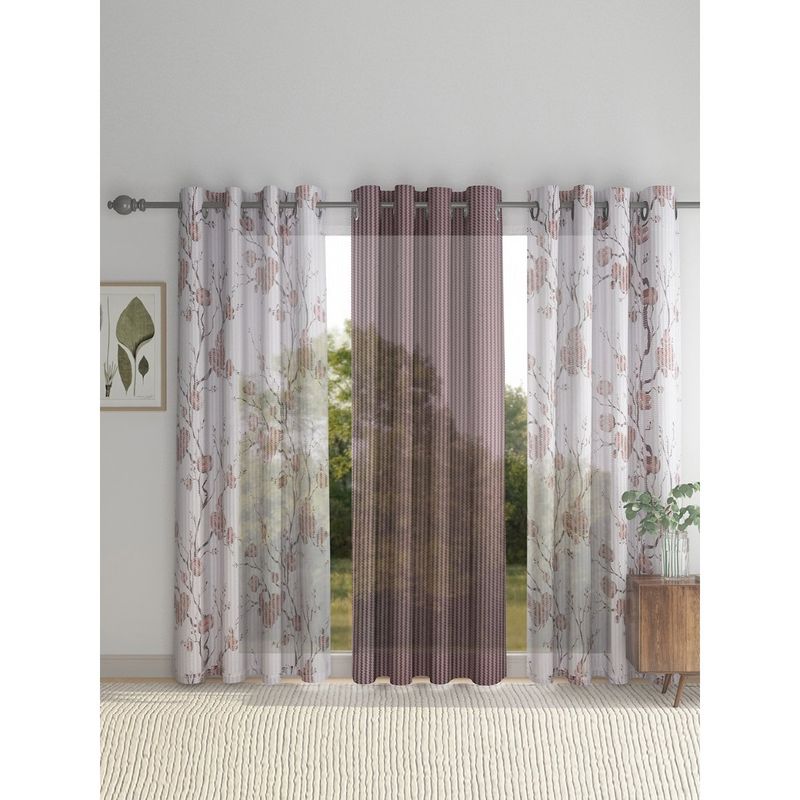 HOSTA HOMES Brown 7 Feet Door Curtains (Set Of 3)