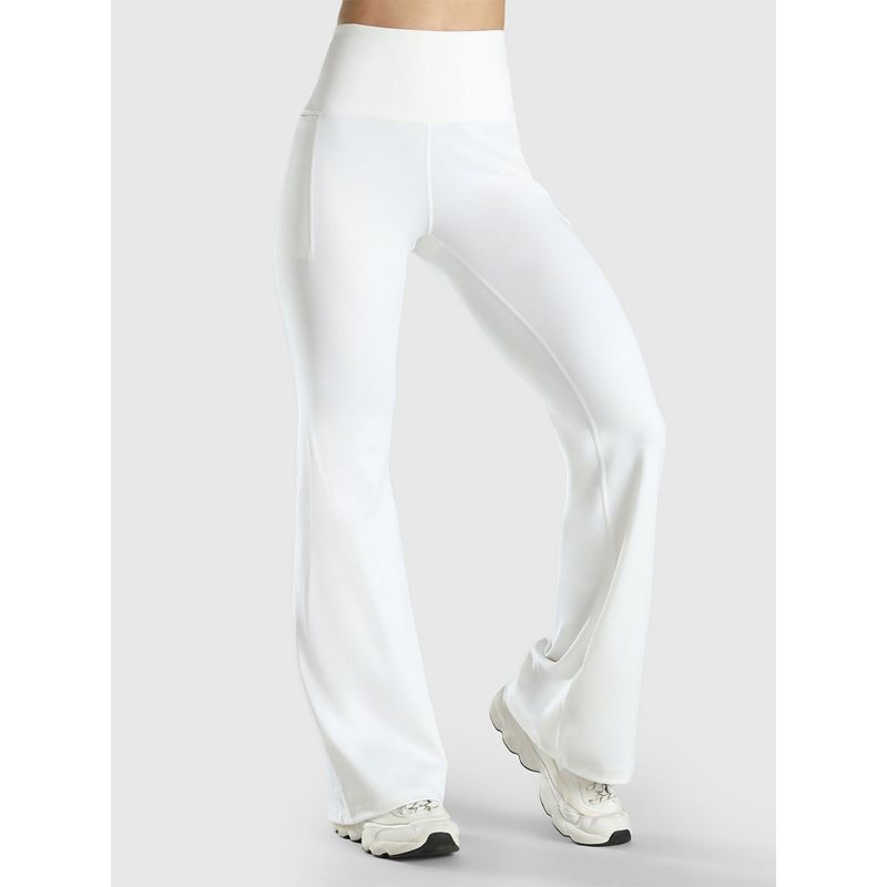 Musclemind Women White Glare Flare Trackpant (XS)