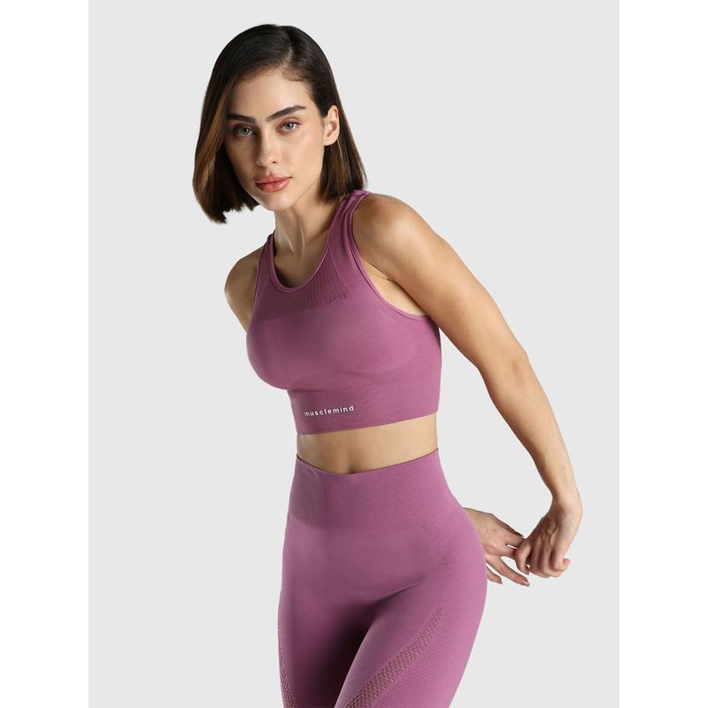 Musclemind Women Seamless Pink Sports Bra (XS)