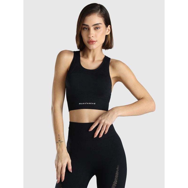 Musclemind Women Seamless Black Sports Bra (XS)