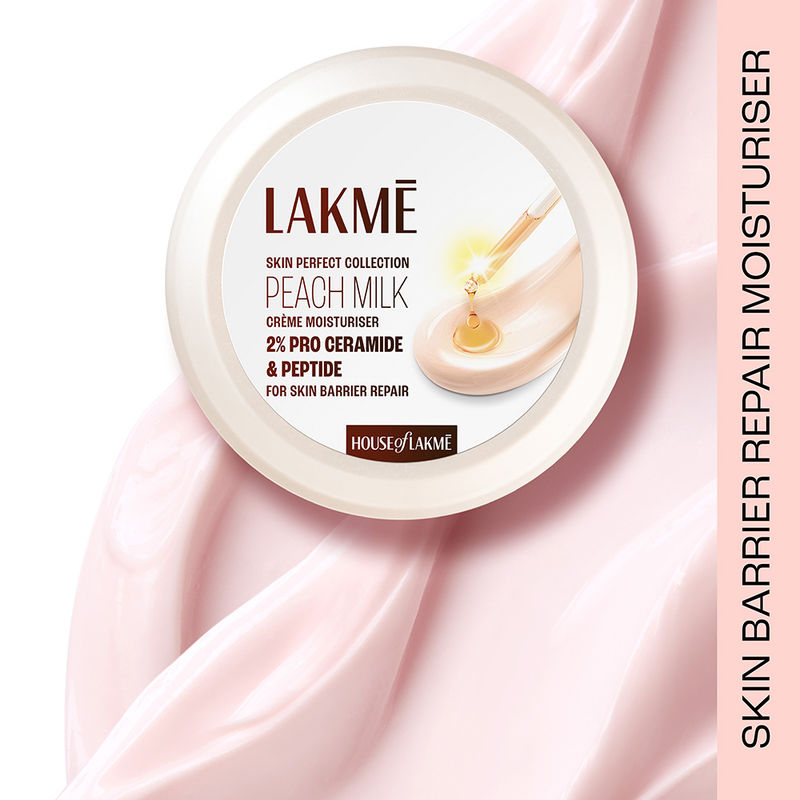 Lakmé Peach Creme Moisturiser, Ceramide & Peptide, Skin Barrier Repair & Hydrated Glow