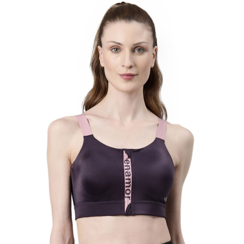Enamor Front Open Bounce Control High-Impact Full Coverage Sports Bra for Women (34Z)