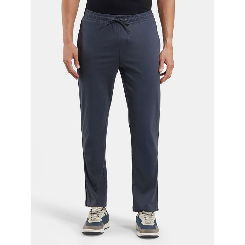 Jockey 9500 Men Super Combed Cotton Rich Regular Fit Trackpant - Graphite & Black (2XL)